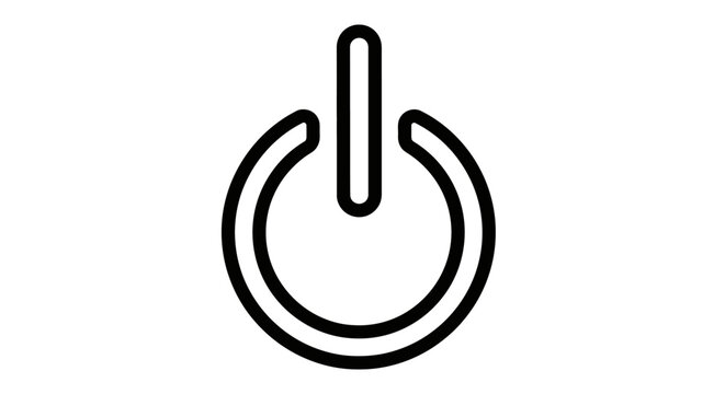 Minimalist black power button icon symbol on white background