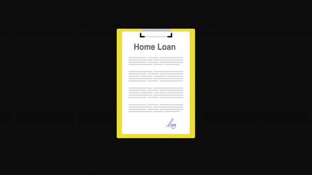 Home Loan Application Signing Animation with Hand and Pen