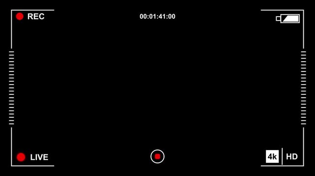 frame of the video camera screen in 4k resolution .Camcorder viewfinder with green screen. Recording concept with . Camera recording screen overlay 4k video.........