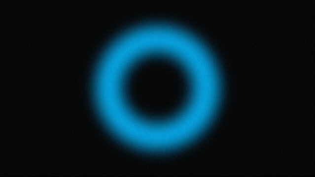 Glowing blue ring on black background, soft neon circle light effect, abstract luminous halo element for futuristic technology design