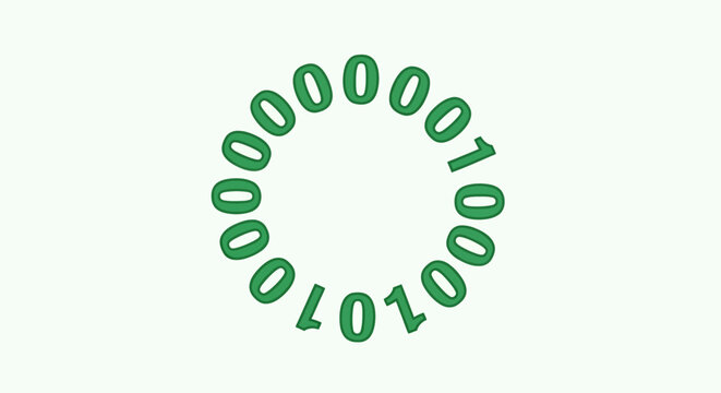 Circular arrangement of binary numbers symbolizing data, code, or digital information display