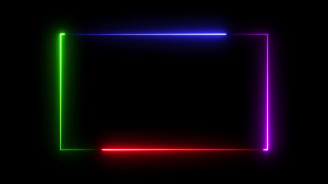 glowing neon light circle loading icon animation black background 4k video.