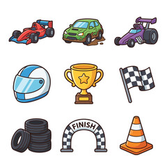 Naklejka premium Racing cars and motorsport accessories.