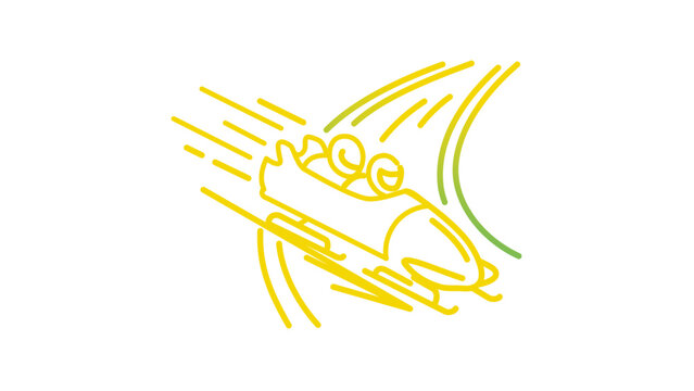 Aerodynamic bobsled racing vector icon illustration with editable stroke, customizable line weight winter sports bobsleigh symbol for ice track events, minimalist professional sliding sled.