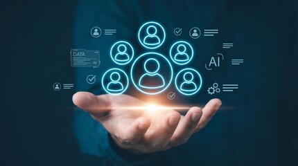 Fototapeta premium Human Resources Network and AI Technology Concept