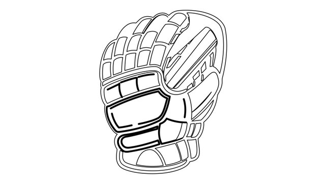 Ice hockey goalie catcher glove vector icon with editable stroke. Professional goaltender equipment illustration for winter sports competition, minimalist thin line design on clean background.
