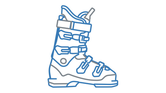 Rigid alpine ski boot vector icon illustration featuring an editable stroke for customized design, professional mountain equipment symbol with adjustable line weight for winter athletes.