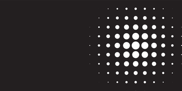 Abstract Radial Halftone Dot Pattern Graphic over Dark Black Background Vector