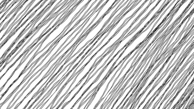 Black diagonal hatching texture on white background with rough hand drawn pencil strokes, energetic sketch lines and monochrome abstract surface