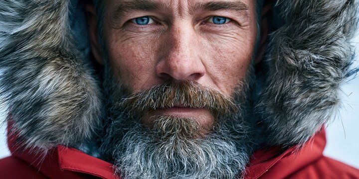 Resilient man facing harsh arctic conditions