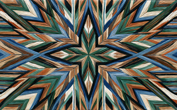 Geometric embroidery texture with symmetrical star design