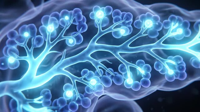 3D Animation of Human Pancreas Anatomy with Glowing Ducts.