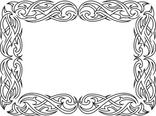 Obraz premium Tribal gothic frames adorn the intricate black line art border