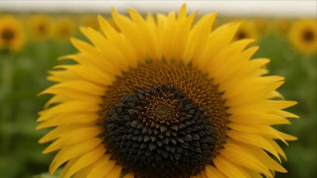 Sunflower yellow flower close up floral summer nature field forest cinematic background joyful bloom with detailed center texture vibrant yellow petal pattern tranquil outdoor farmland forest nature