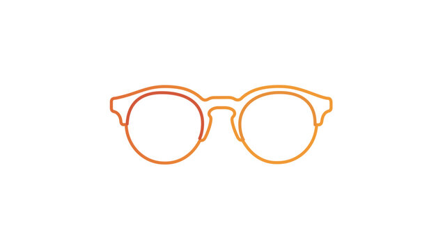 Stylish half rim eyeglasses frame line icon with editable stroke, minimalist vector illustration for optometry services, customizable thin line weight graphic for eyewear store branding.
