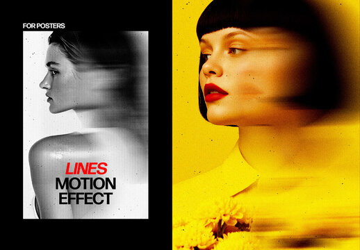 Vertical Lines Motion Photo Effect For Poster And Print Design