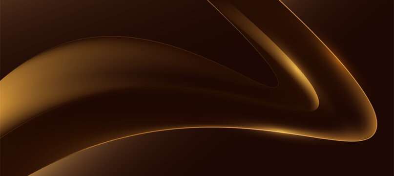 Modern Golden Curve With Abstract Glowing Lines On Dark Background