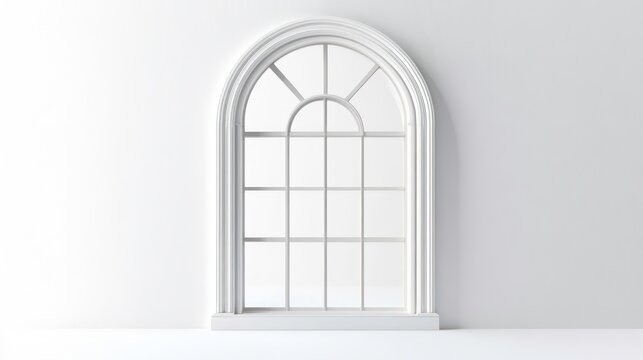 Window frame with arch isolated on white background
