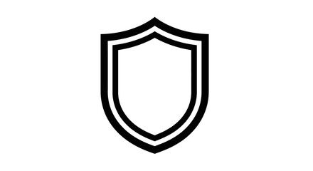 Obraz premium Black and white shield outline icon for security and protection concepts
