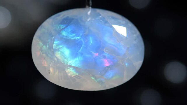 Opal Pendant Featuring a Blue and White Opal Stone with a Metallic Bail Featuring Jewelry, Gemstone, Necklace with Accessory and Fashion Elements
