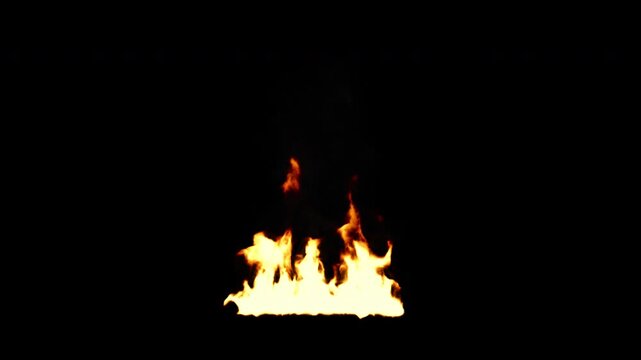 Seamless loop of white-hot fire flames burning with slight smoke, alpha channel transparent background, normal speed, 4k 24p