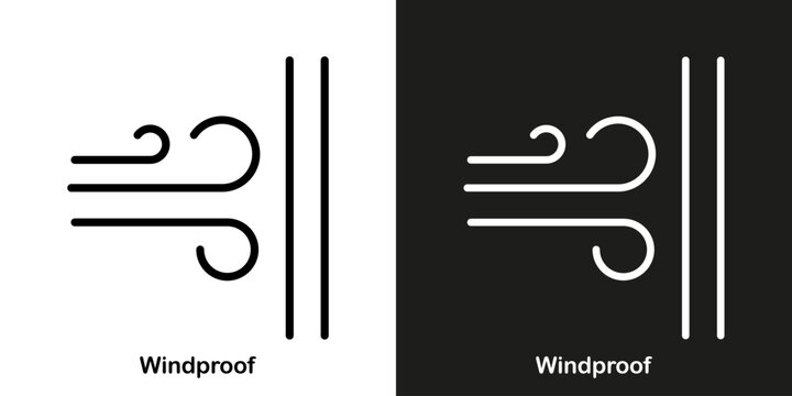 Wind Proof. Vector editable line icon on two backgrounds.