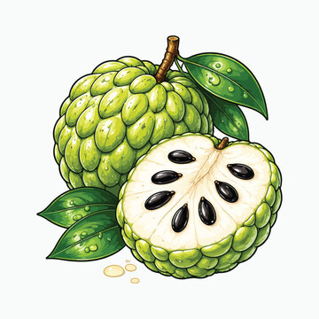 Fresh atemoya still life vector illustration