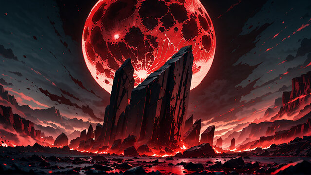 Fantasy dark boss arena with magical glowing runes, epic anime style dungeon background 4k