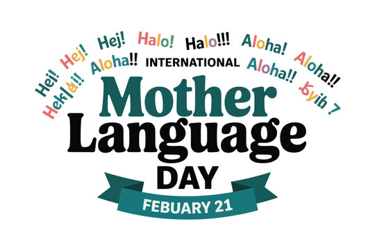 International mother language day typography element with language
