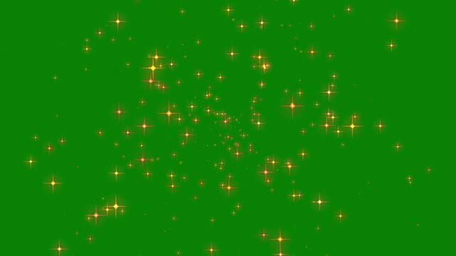star sparkle effect, futuristic glowing light trails, fast digital glitter particle animation, techno magic dust loop, vibrant laser twinkle, isolated on green background,