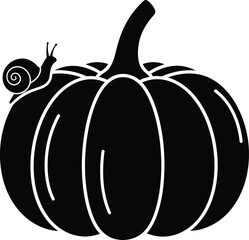 Minimalist black silhouette of a garden snail on a pumpkin © JB Design Studio