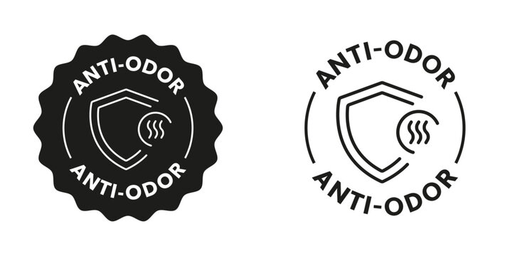 Anti-odor stamp for product features. Editable icon.