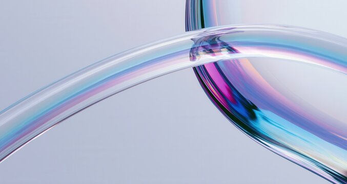 Curved glass structures reflect colors and shapes in a simple design on a smooth background during daylight
