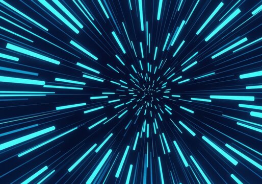Abstract background with light speed motion lines in blue