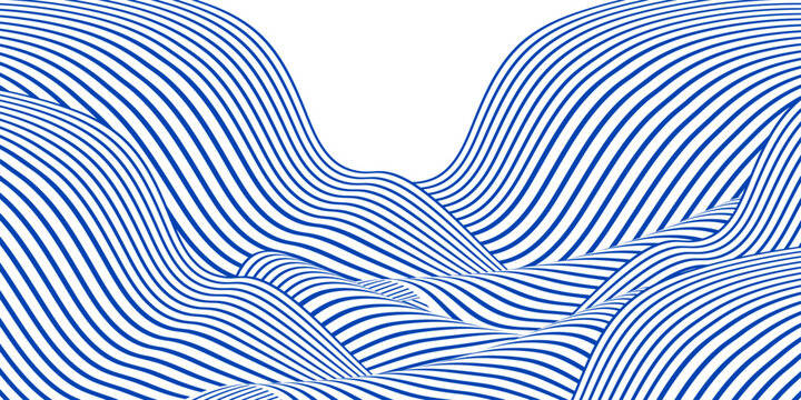 Abstract blue water wave line pattern background. Japanese style concept. Graphic vector flat design style. eps 10
