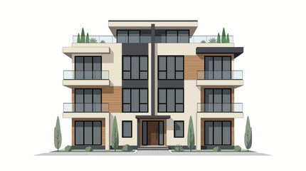 Modern Luxury Apartment Building with Sleek Design and Balconies © Mad