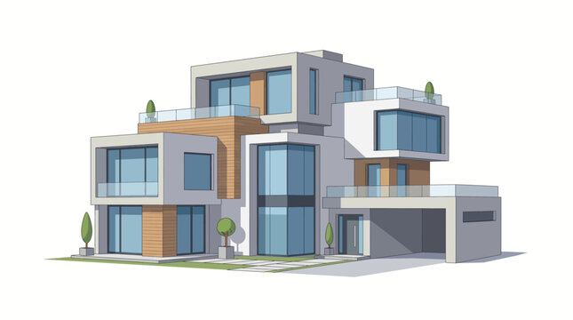 Modern Luxury Villa with Geometric Design and Large Glass Windows