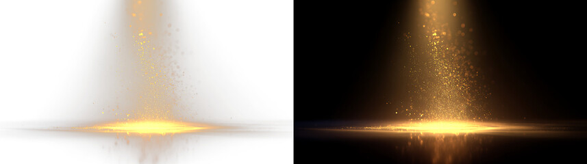 Fototapeta premium Abstract Golden Beam with Festive Light Effects PNG
