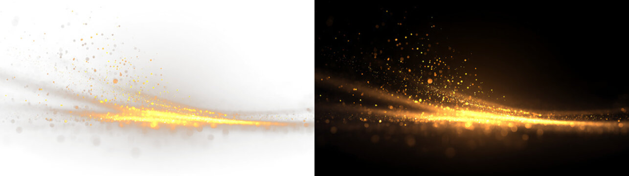 Golden Energy Curve with Sparkling Light Effects PNG