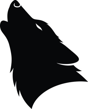 Black Silhouette Illustration of a Howling Wolf Head Profile View