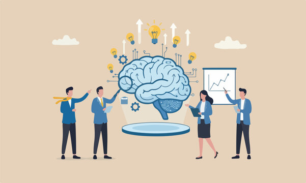 teams intelligence improve capability concept, human brain with success business management elements