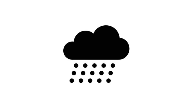 Cloud icon depicting rain showers serves as a minimalist weather symbol for digital interfaces and meteorological reporting applications that require clean and recognizable visual communication tools.