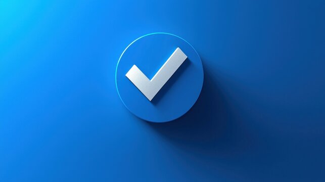 A blue button with a checkmark symbol on it
