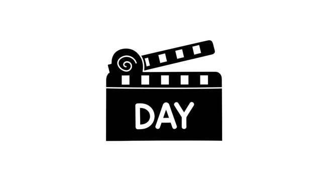 Movie clapperboard with day scene label