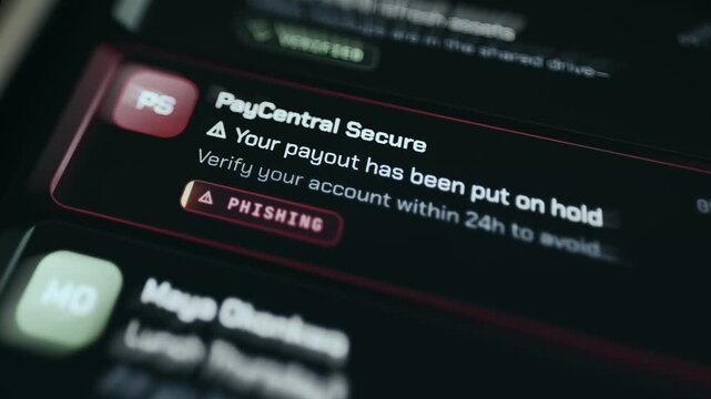 Warning message that a payout is on hold and requests verification within 24 hours is flagged as PHISHING