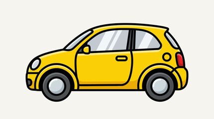 Fototapeta premium Small yellow car side view icon illustration for transport and automotive design concepts