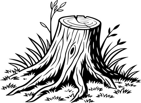 Tree stump silhouette vector illustration