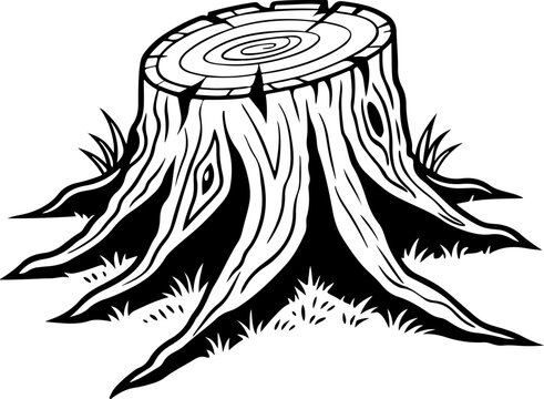 Tree stump silhouette vector illustration