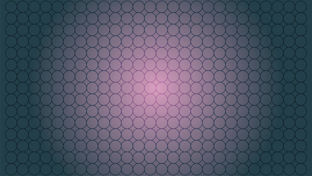 Repeating circles pattern with a soft pink gradient glow illuminating the geometric center