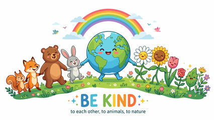 Fototapeta premium Earth and Animals – Be Kind to Nature, Wildlife Conservation Concept Background